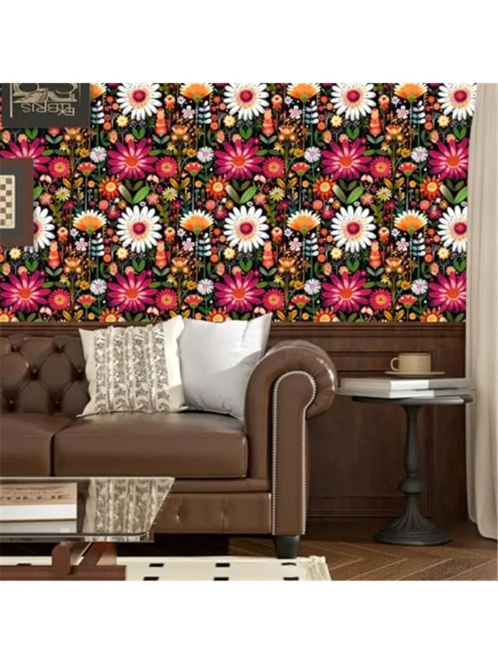 Floral Peel Stick Wallpaper Vintage Boho Removable Contact Paper Pink Black